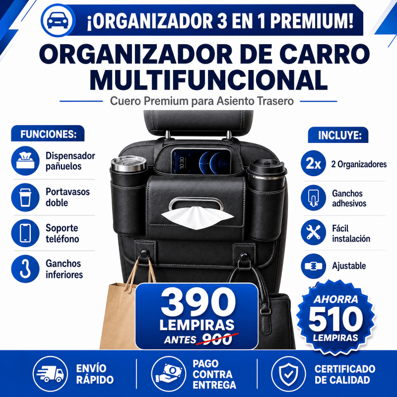 Amazon AutoSpace Pro 3 en 1 – Organizador en Cuero Premium para Asiento Trasero Certificado y con Garantia - Inversiones Alkosto